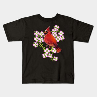 Red Cardinal dogwood flower North Carolina Virginia Kids T-Shirt